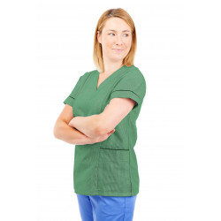 T05 Nursing Uniforms Fitted Scrub V Neck Pinstripe Aqua and Green T05-PAQ