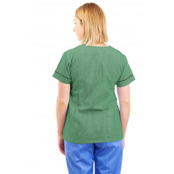 T05 Nursing Uniforms Fitted Scrub V Neck Pinstripe Aqua and Green T05-PAQ