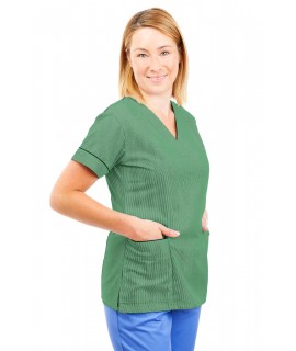 T05 Nursing Uniforms Fitted Scrub V Neck Pinstripe Aqua and Green T05-PAQ
