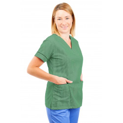 T05 Nursing Uniforms Fitted Scrub V Neck Pinstripe Aqua and Green T05-PAQ