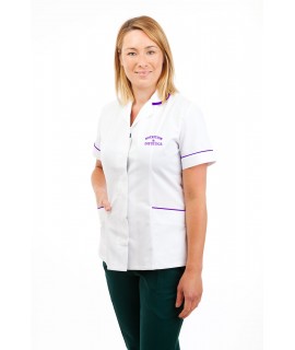 Nutrition and Dietetics Uniform Round Collar Concealed Buttons T16 T16-NUTR-WHITE