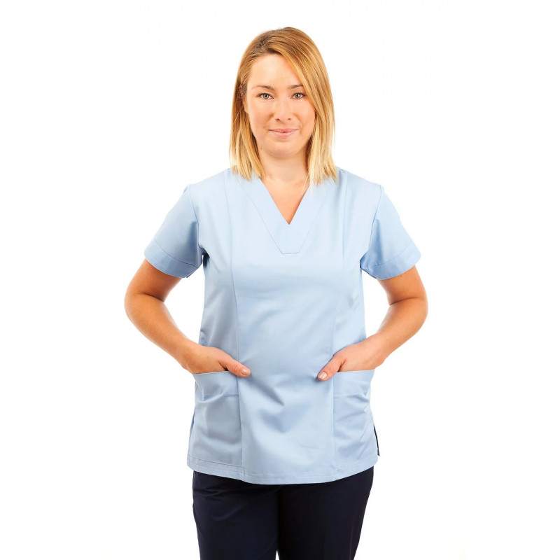 T05 Sky Blue - Nursing Uniforms Fitted Scrub V Neck T05-SKY