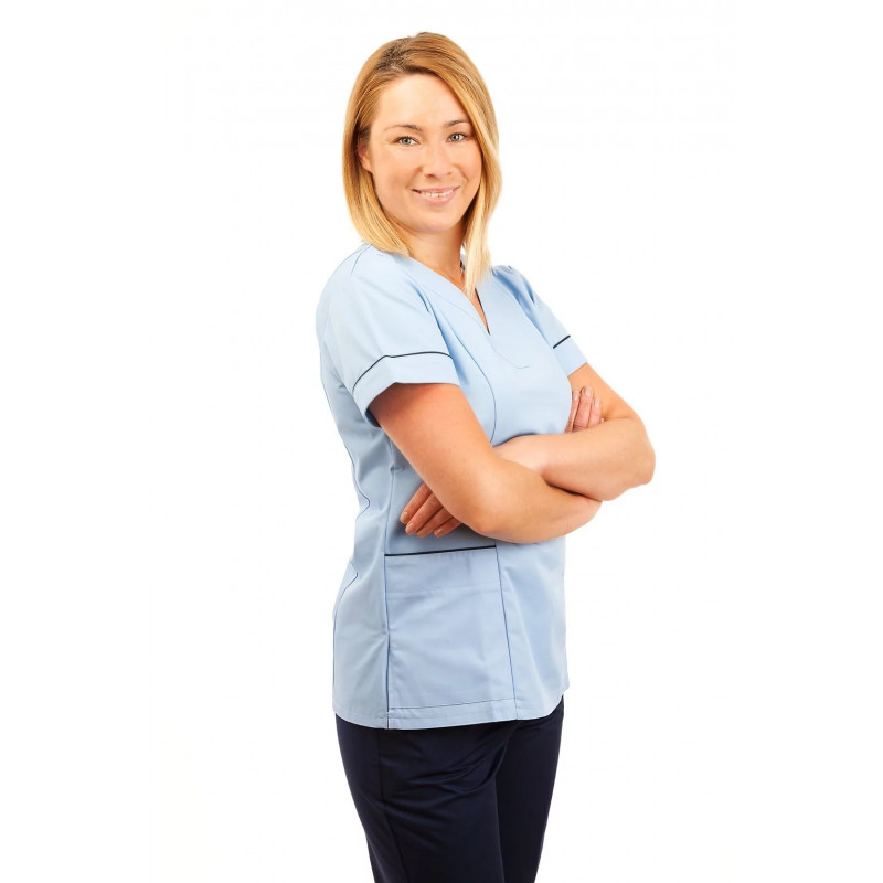 T05 Sky Blue - Nursing Uniforms Fitted Scrub V Neck T05-SKY