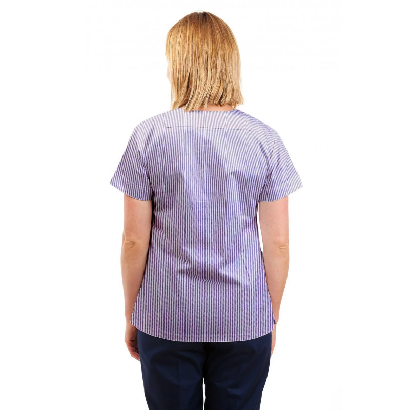 T05 Lilac and White Pinstripe - Nursing Uniforms Fitted Scrub V Neck T05