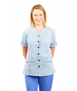 T02 Light Blue Pinstripe - Nurses Uniform V Neck T02
