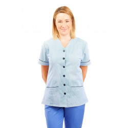 T02 Light Blue Pinstripe - Nurses Uniform V Neck T02