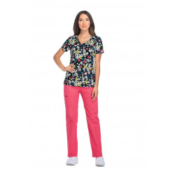 Dickies Prints V-Neck Top In Pretty Little Kitty DK700