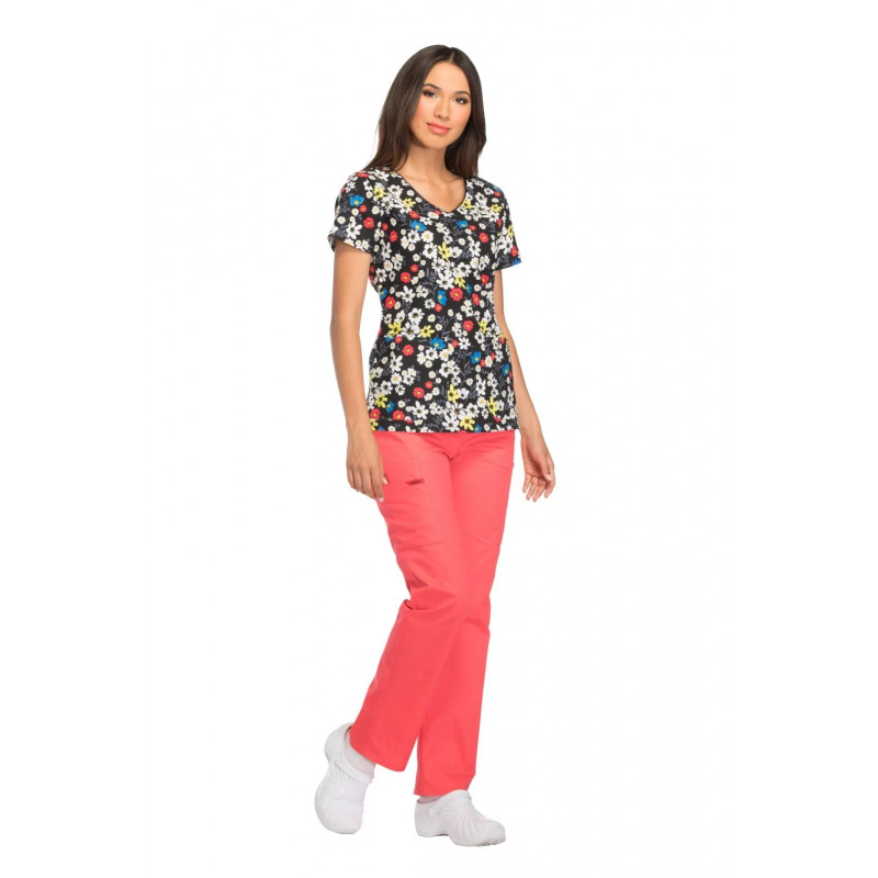 Dickies Prints V-Neck Top In Pretty Little Kitty DK700